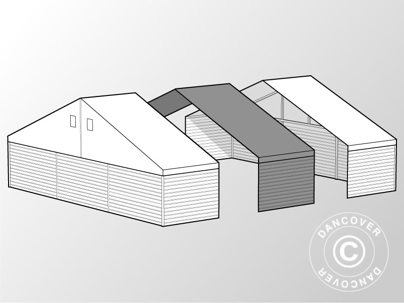 Erweiterung für industrielle Lagerhalle Alu, PVC/Metall 20x30x8,04, 5m, weiß