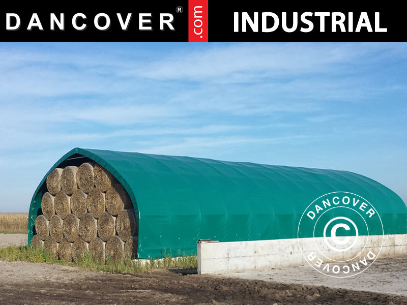 Tente de stockage, tunnel agricole 8x15x4,33m avec porte coulissante, PVC, Vert