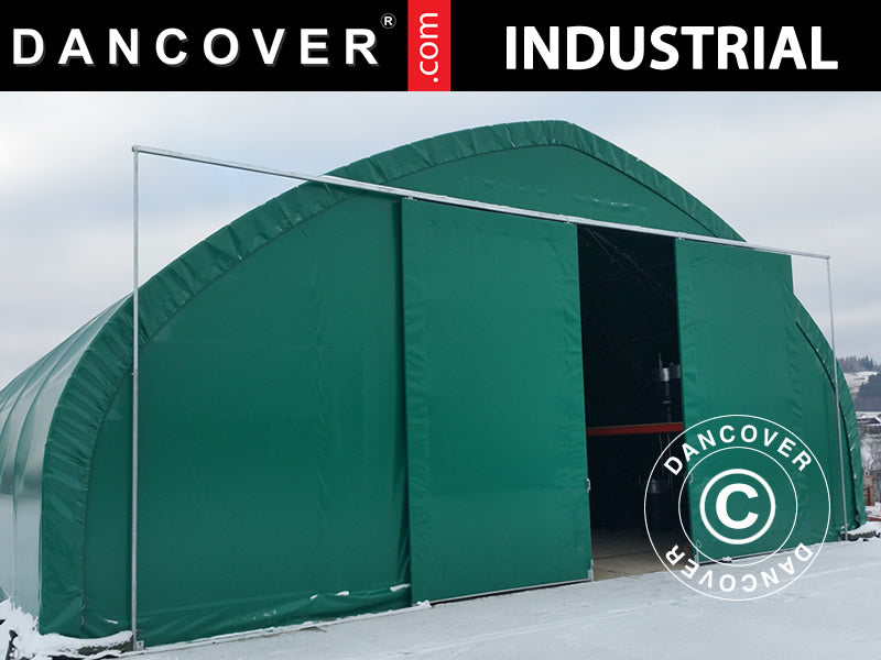 Capannone tenda, tunnel agricolo 10x15x5,54m con portone scorrevole, PVC, Verde