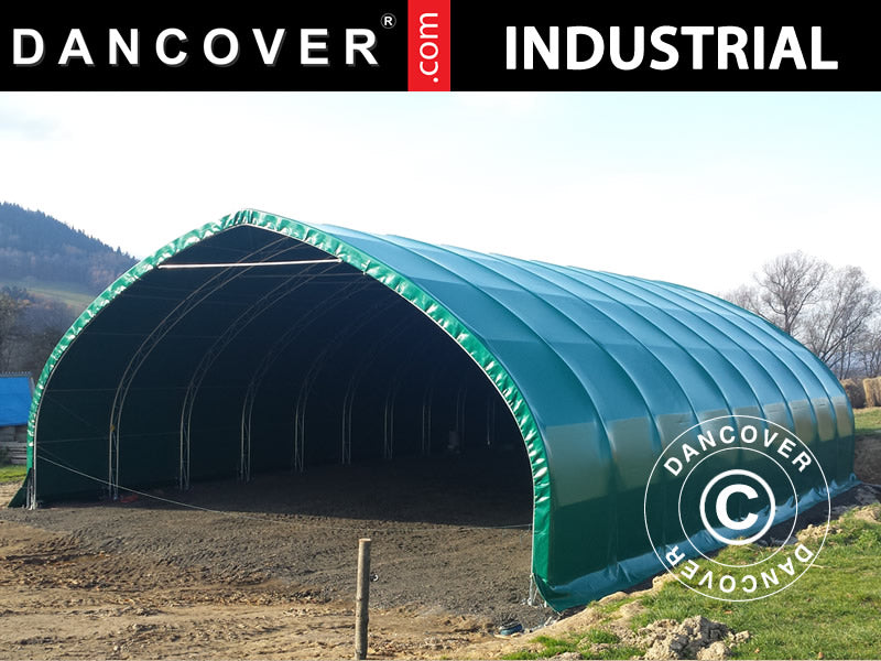 Capannone tenda, tunnel agricolo 10x15x5,54m con portone scorrevole, PVC, Verde