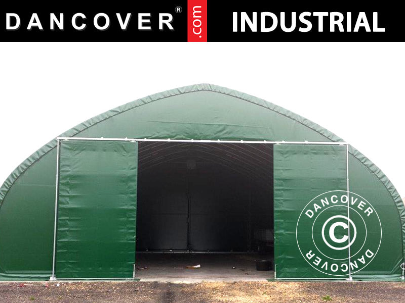 Capannone tenda, tunnel agricolo 10x15x5,54m con portone scorrevole, PVC, Verde