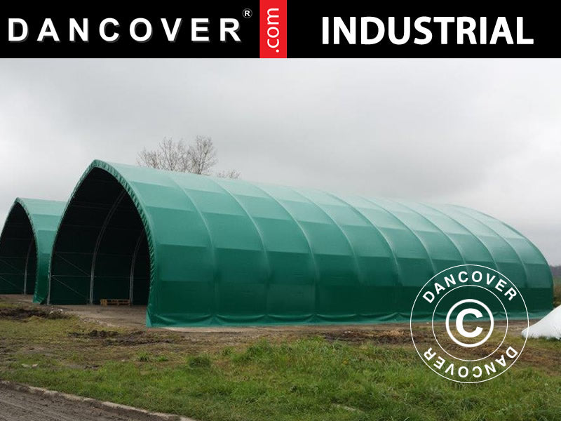 Capannone tenda, tunnel agricolo 12x16x5,88m con portone scorrevole, PVC, Verde