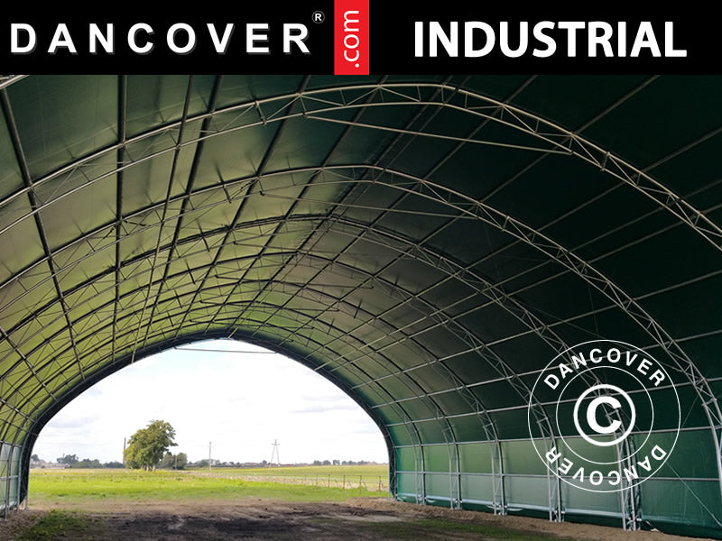 Capannone tenda, tunnel agricolo 12x16x5,88m con portone scorrevole, PVC, Verde