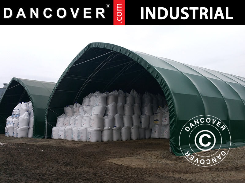 Capannone tenda, tunnel agricolo 15x15x7,42m con portone scorrevole, PVC, Verde