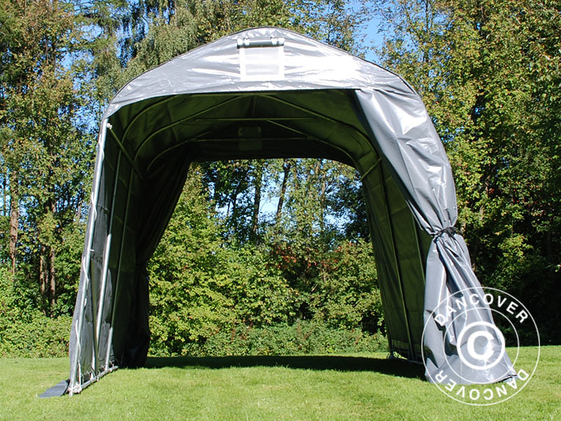 Tenda magazzino PRO 2,4x3,6x2,34m PVC, Grigio