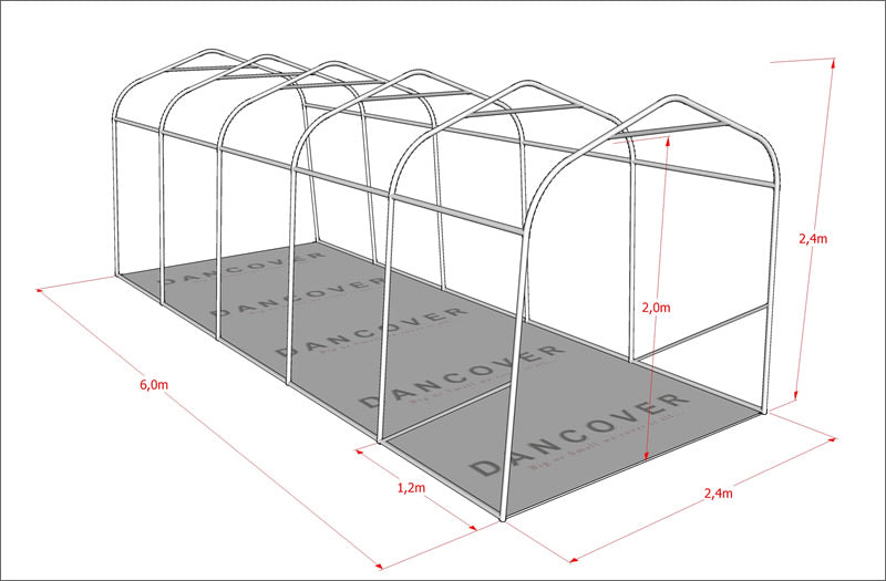 Lagerzelt PRO 2,4x6x2,34m PE, Grau