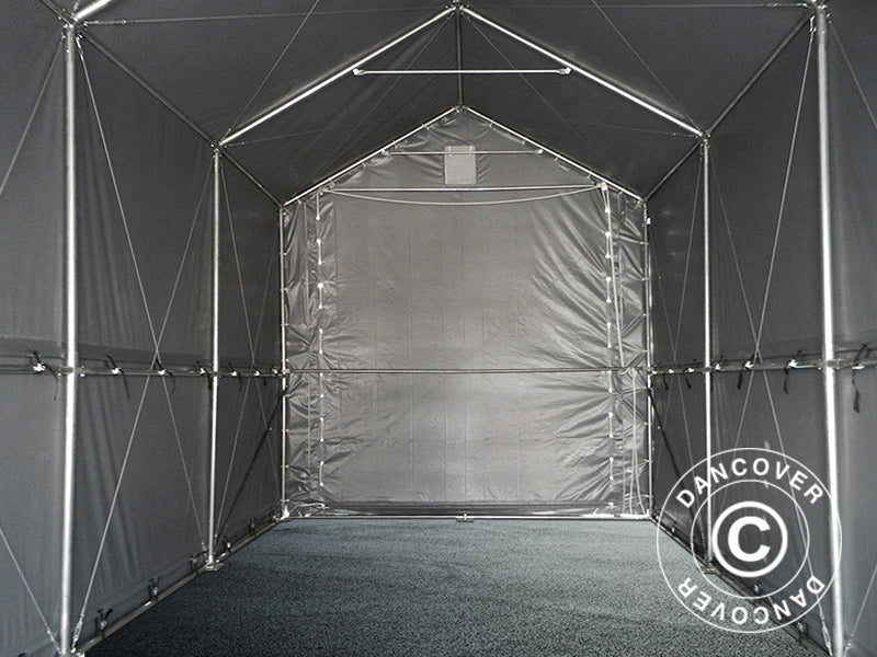Tente de Stockage PRO XL 4x12x3,5x4,59m, PVC, Gris