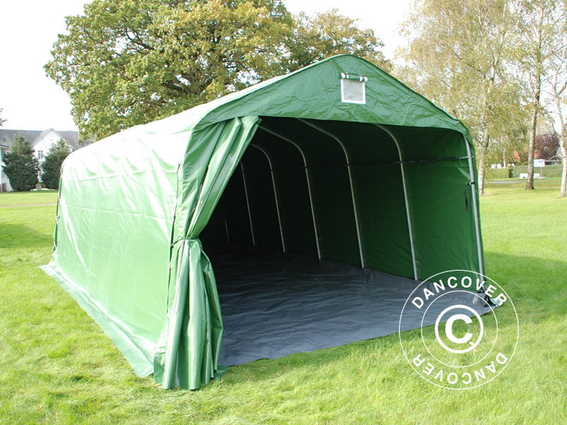 Tenda garage PRO 3,6x7,2x2,68m PVC con copertura del terreno, Verde