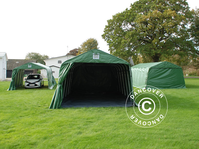 Tenda garage PRO 3,6x7,2x2,68m PVC con copertura del terreno, Verde