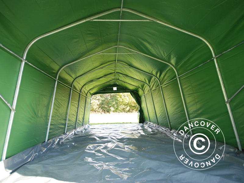 Tenda garage PRO 3,6x7,2x2,68m PVC con copertura del terreno, Verde