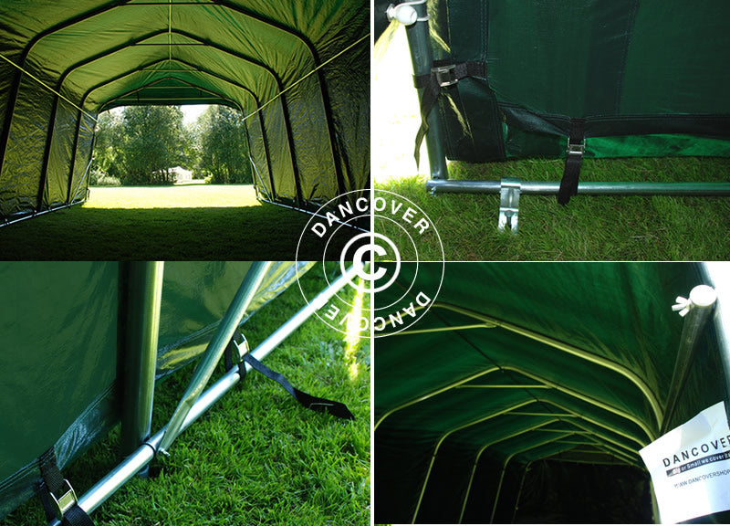 Abri pour bétail 3,6x6x2,68m, PVC, Vert