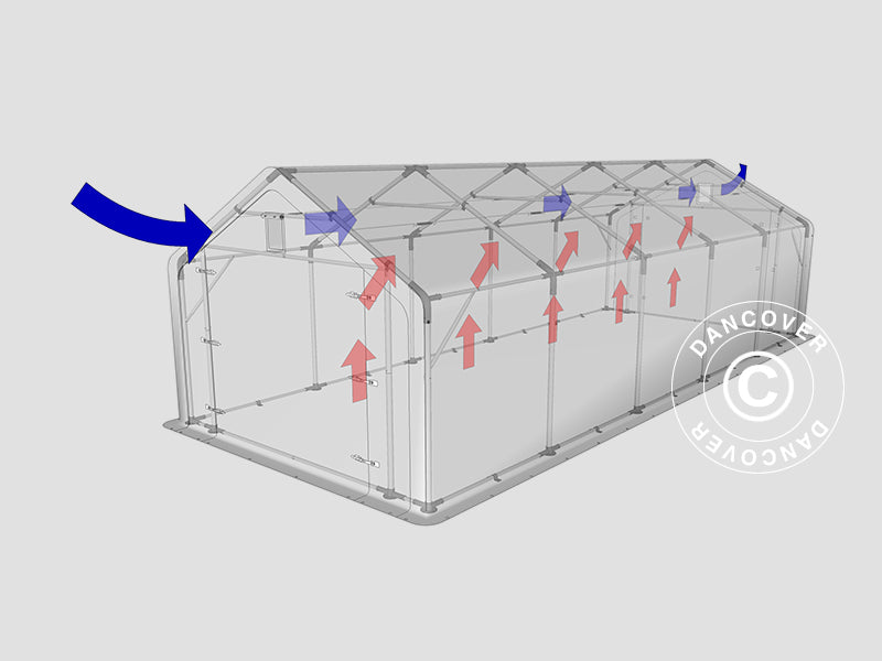 Tente de Stockage PRO 4x10x2x3,1m, PVC, Gris