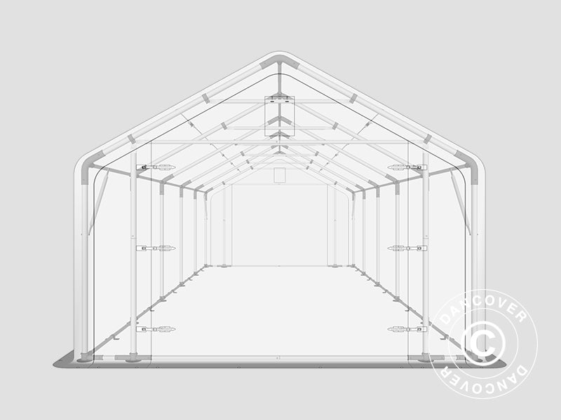 Tente de Stockage PRO 4x10x2x3,1m, PVC, Gris