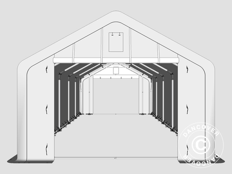 Tente de Stockage PRO 4x10x2x3,1m, PVC, Gris