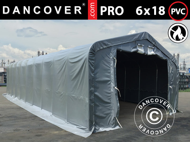 6x18m StoragePro w/Gablekit 600gPVC SkyPanel Grey
