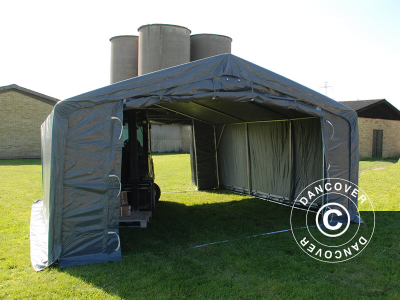 Capannone tenda PRO 5x6x2x3,39m, PVC, Grigio