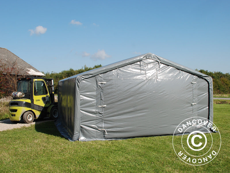 Capannone tenda PRO 5x6x2x3,39m, PVC, Grigio