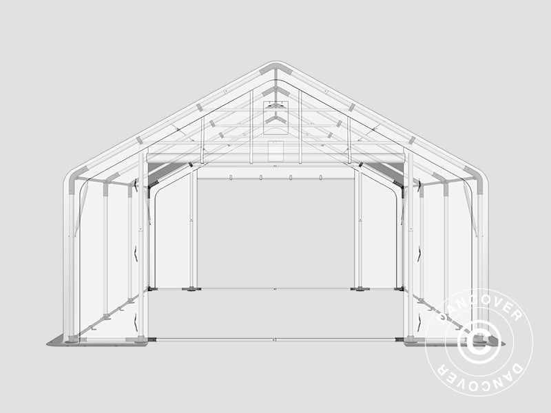 Capannone tenda PRO 5x6x2x3,39m, PVC, Grigio