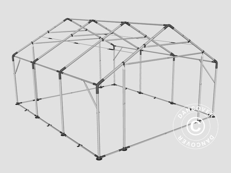 Capannone tenda PRO 5x6x2x3,39m, PVC, Grigio