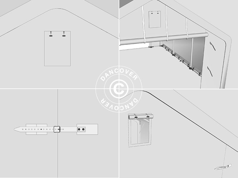 Lagerzelt PRO 5x8x2x3,39m, PVC, Grün