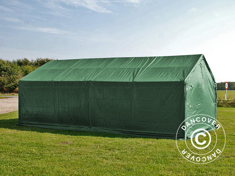 Capannone tenda PRO 5x8x2,5x3,89m, PVC, Verde