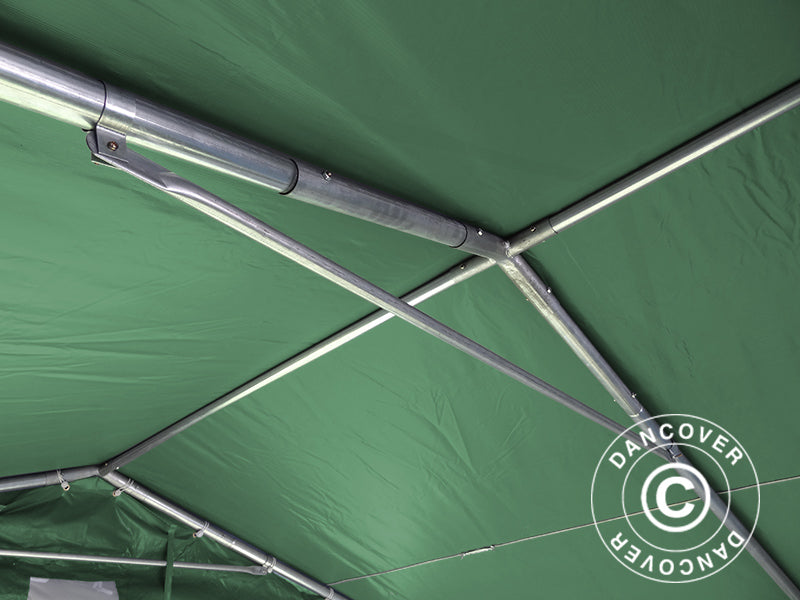 Capannone tenda PRO 5x8x2,5x3,89m, PVC, Verde