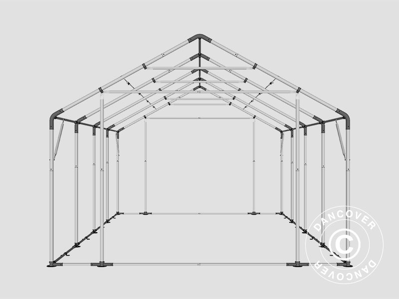 Capannone tenda PRO 5x8x2,5x3,89m, PVC, Verde