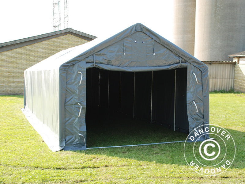 Capannone tenda PRO 5x12x2x3,39m, PVC, Grigio