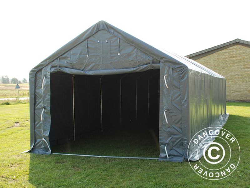 Capannone tenda PRO 5x12x2x3,39m, PVC, Grigio