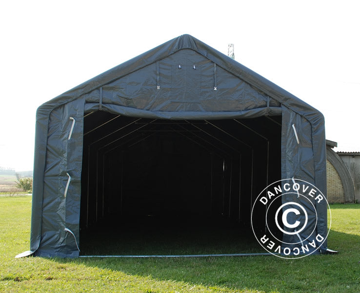 Capannone tenda PRO 5x12x2x3,39m, PVC, Grigio