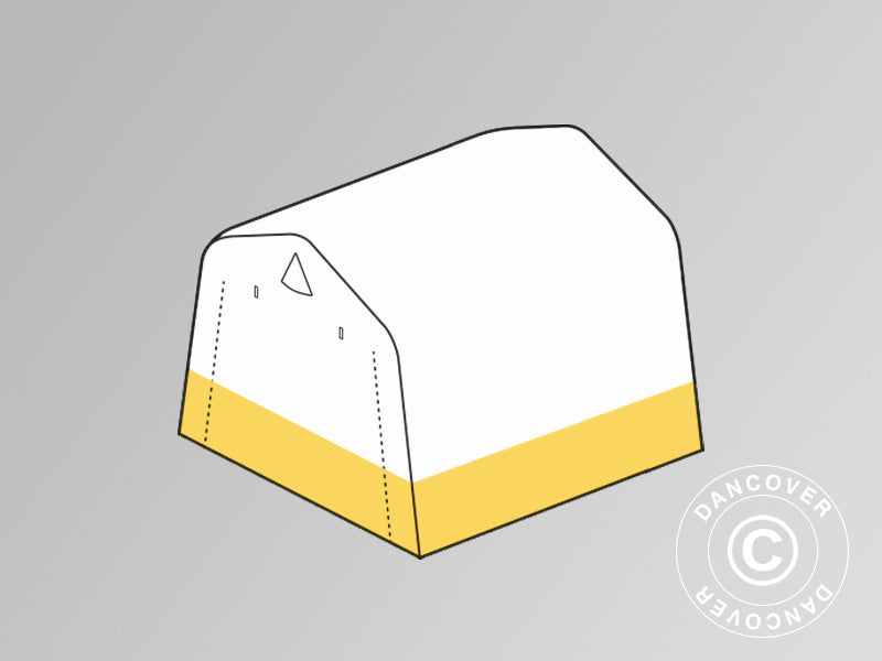 Toile de toit pour tente de stockage, tente de travail PRO, 2x2x2m, PVC, Blanc/Jaune