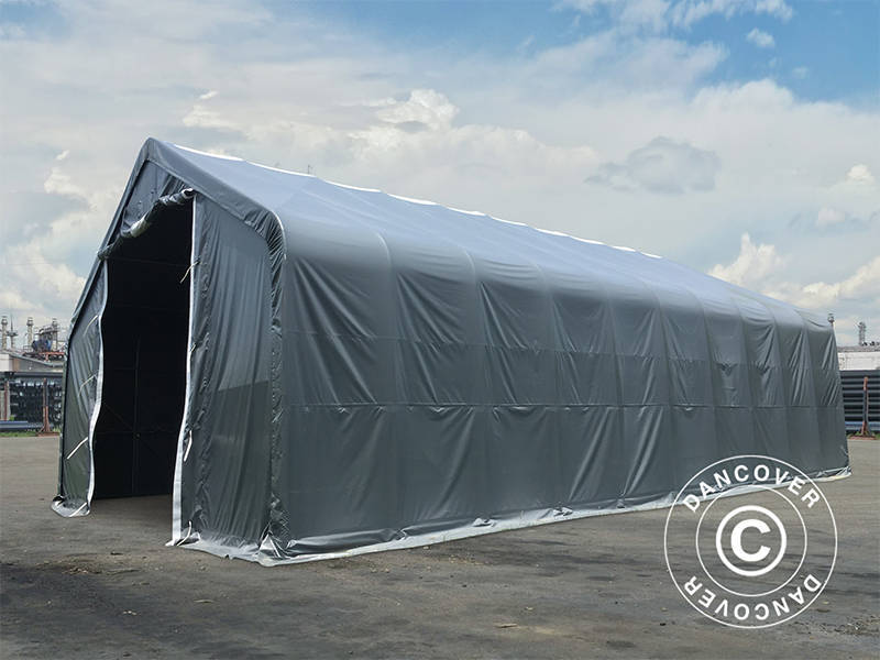 Capannone tenda PRO 8x12x5,2m PVC con pannello centrale, Grigio