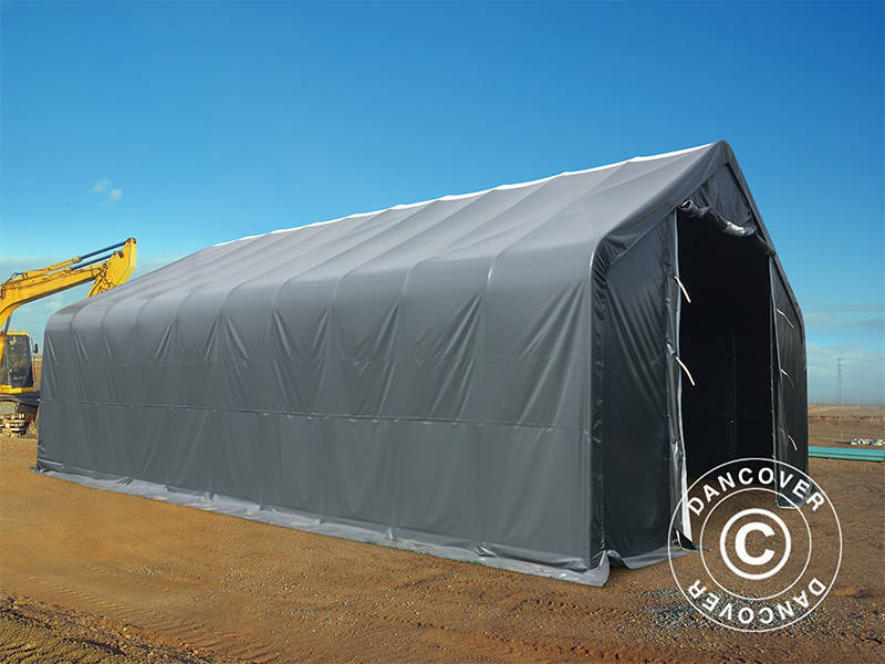 Capannone tenda PRO 8x12x5,2m PVC con pannello centrale, Grigio