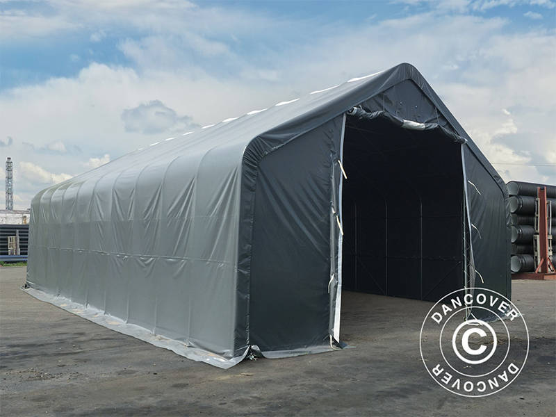 Capannone tenda PRO 8x12x5,2m PVC con pannello centrale, Grigio