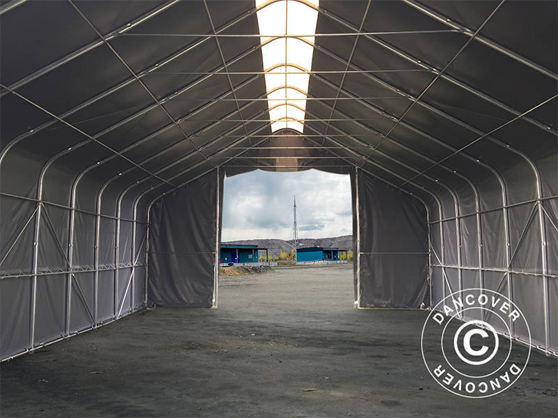 Capannone tenda PRO 8x12x5,2m PVC con pannello centrale, Grigio