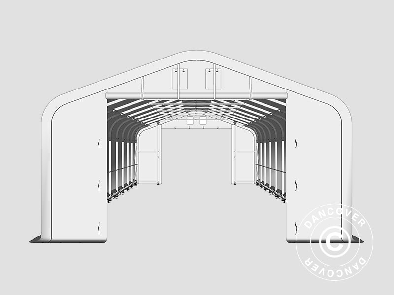 Lagerzelt PRO 6x12x3,7m  PVC mit Dachfenster, Grün