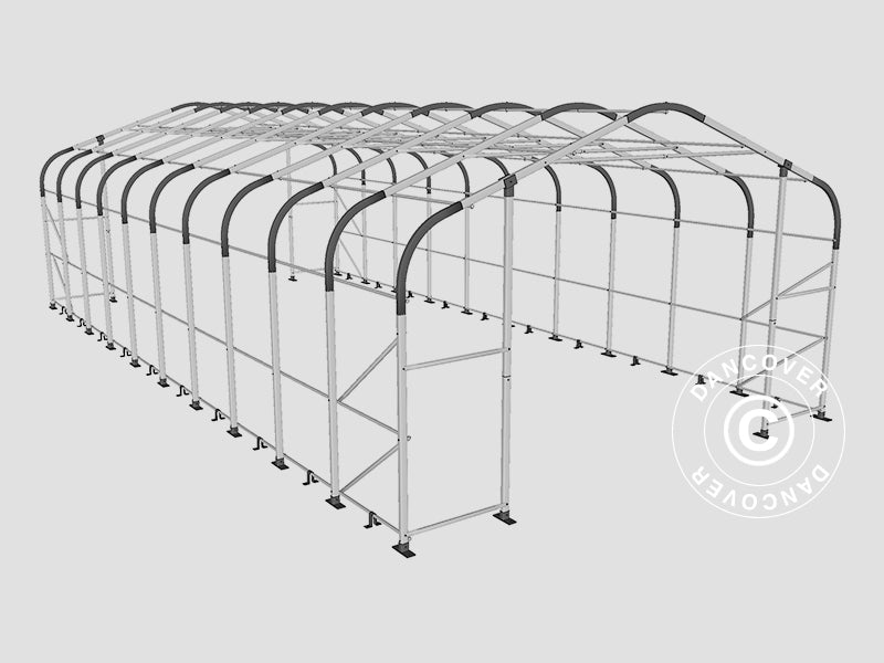 Lagerzelt PRO 6x12x3,7m  PVC mit Dachfenster, Grün