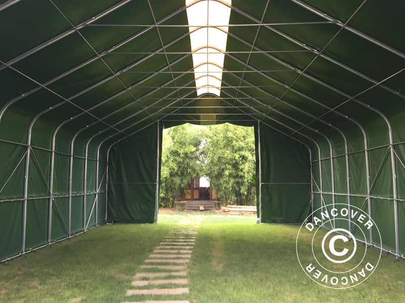 Capannone tenda PRO 8x12x5,2m PVC con pannello centrale, Verde