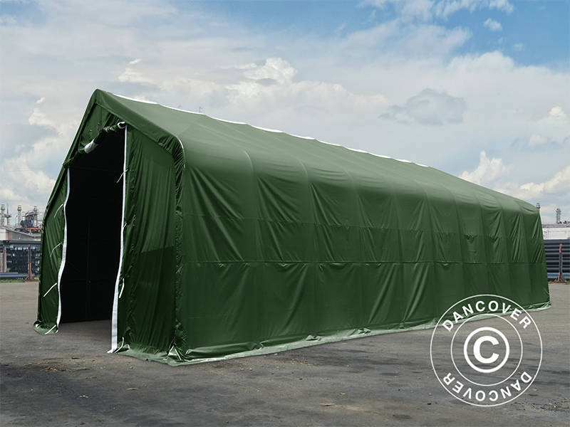 Capannone tenda PRO 8x12x5,2m PVC con pannello centrale, Verde