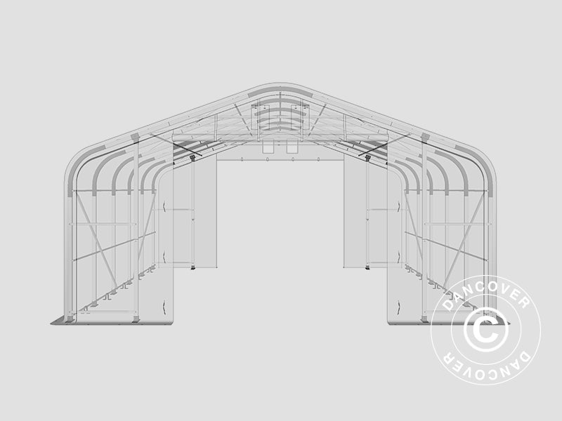 Lagerzelt PRO 7x7x3,8m PVC mit Dachfenster, Grün
