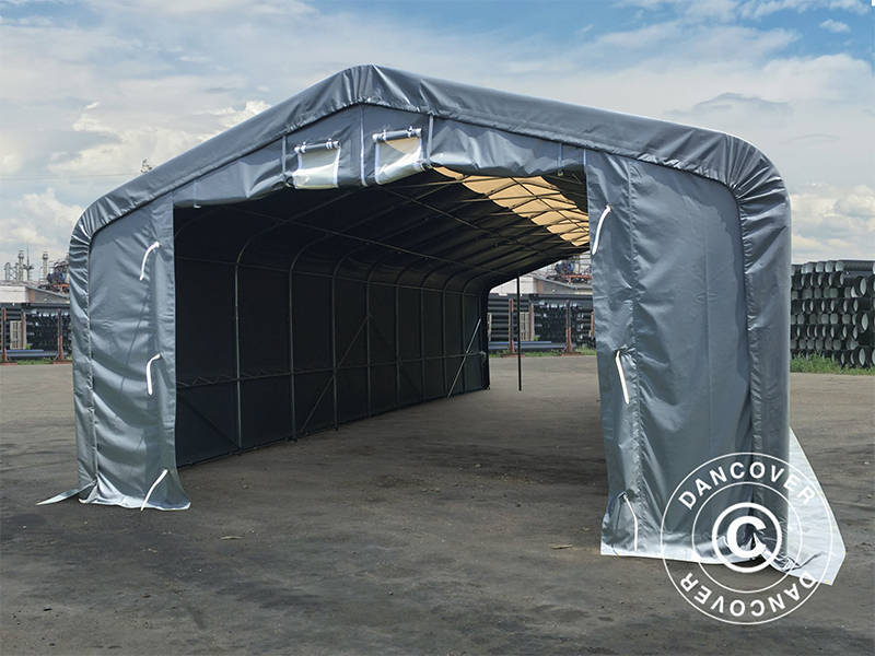Capannone tenda PRO 7x14x3,8m PVC con pannello centrale, Grigio