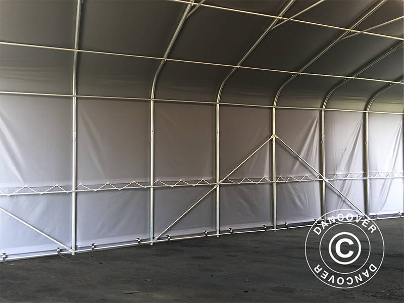 Capannone tenda PRO 7x14x3,8m PVC con pannello centrale, Grigio