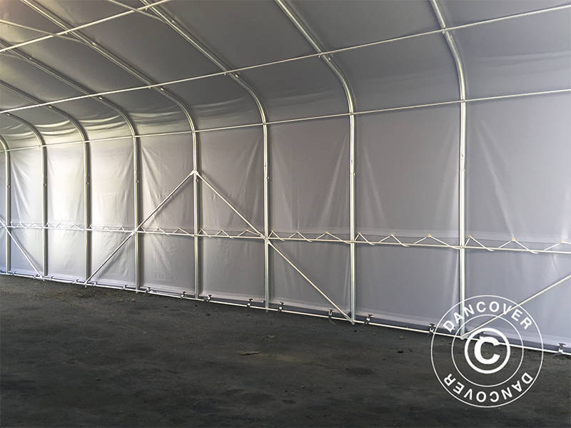 Capannone tenda PRO 7x14x3,8m PVC con pannello centrale, Grigio
