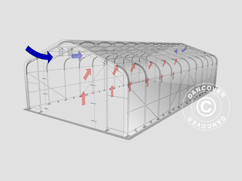 Capannone tenda PRO 7x14x3,8m PVC con pannello centrale, Grigio