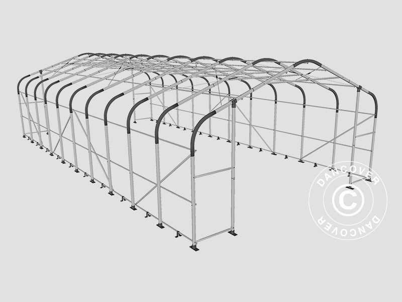 Capannone tenda PRO 7x14x3,8m PVC con pannello centrale, Grigio