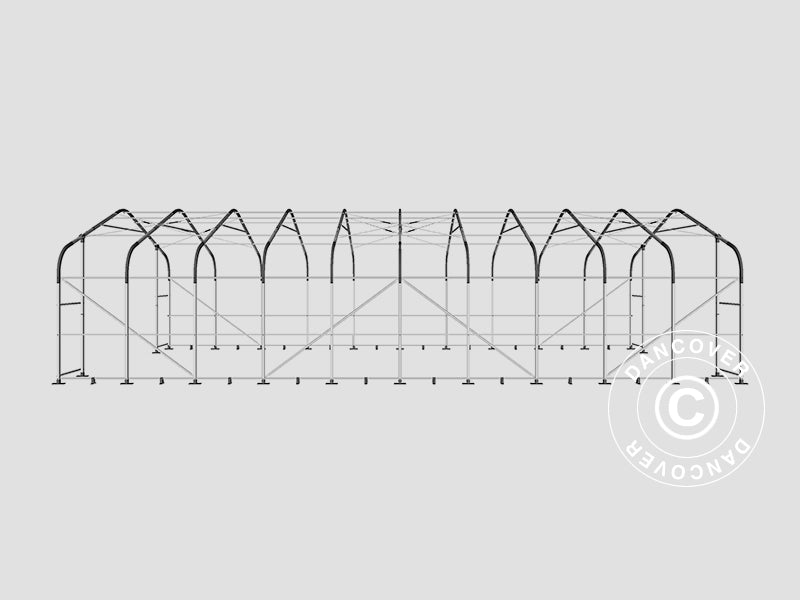 Capannone tenda PRO 7x14x3,8m PVC con pannello centrale, Grigio