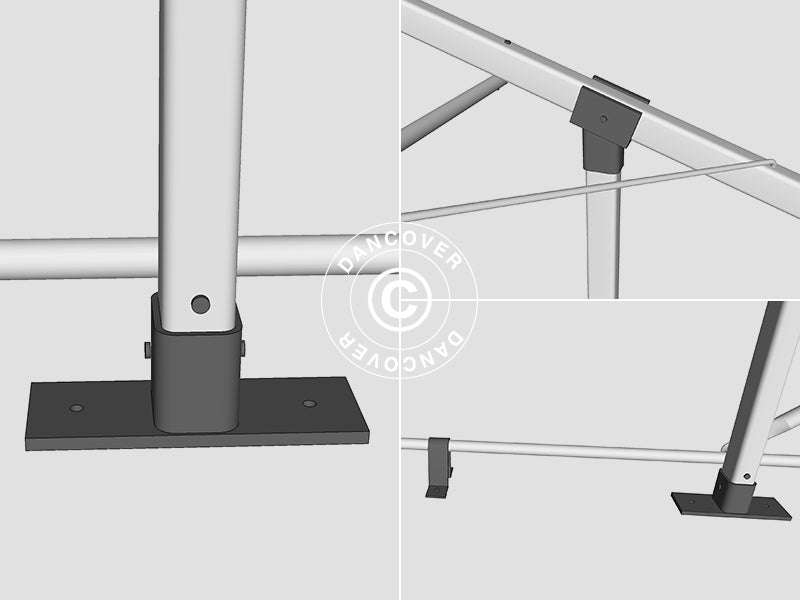 Capannone tenda PRO 7x14x3,8m PVC con pannello centrale, Grigio