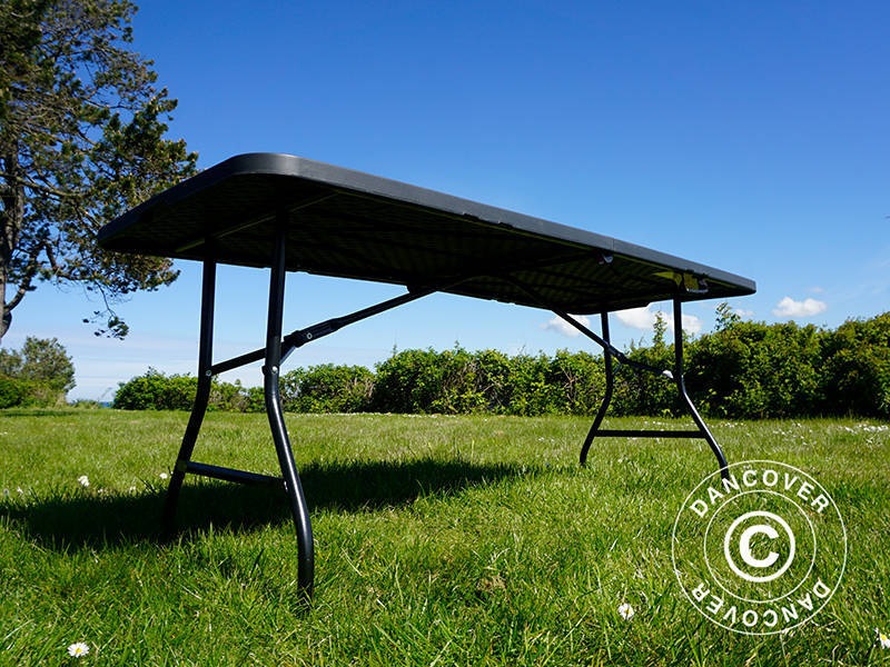 Tavolo Pieghevole 180x74x74cm, Nero (10 pz.)