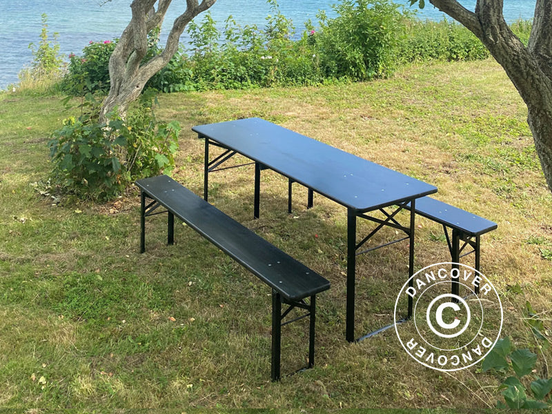 Biertisch-Set PRO 180x60x78cm, Schwarz