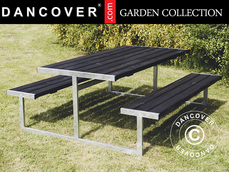 Wooden Table&Bench HORTUS 1,85x1,8m Black